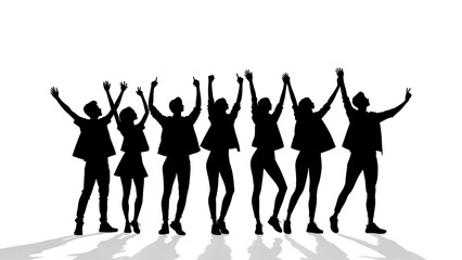 cheering people silhouettes black and white