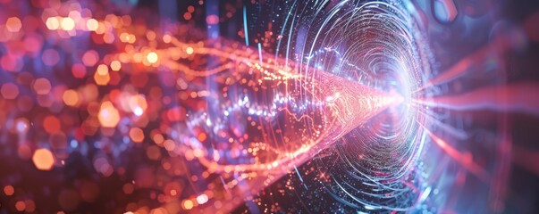 Obraz premium Abstract illustration depicting the concept of quantum decoherence in a quantum system