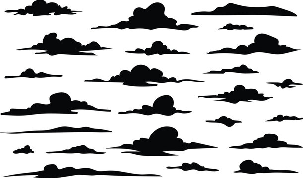 silhouettes of clouds vector sets for architecture render background