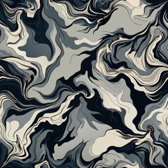Fototapeta premium Seamless pattern of smoky liquid marble with wisps of grey and black, Generative AI