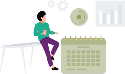 A boy is looking at the graph.