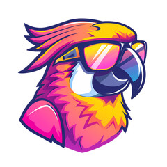 cute beautiful parrot bird wear sunglasses, suitable for mascot