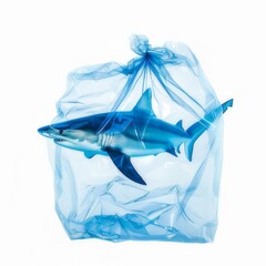 Obraz premium isolated, plastic, bag, blue, white, garbage, trash