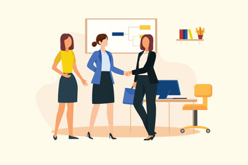 Gathering employees Concept. Colored flat vector illustration isolated.
