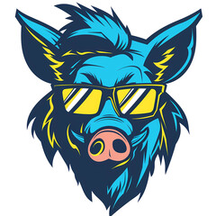 Fototapeta premium adorable wild boar wear sunglasses