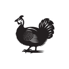 Guinea fowl Silhouette: Enhance Your Artwork with Exotic Bird Graphics- Guinea fowl Vector - Guinea fowl Illustration.