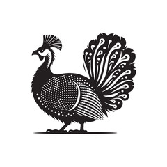 Guinea fowl Silhouette: Enhance Your Artwork with Exotic Bird Graphics- Guinea fowl Vector - Guinea fowl Illustration.
