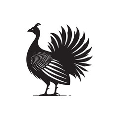 Guinea fowl Silhouette: Enhance Your Artwork with Exotic Bird Graphics- Guinea fowl Vector - Guinea fowl Illustration.