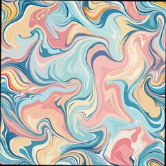 Fototapeta premium Seamless pattern of swirling pastel liquid marble with soft gradients, Generative AI