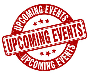 upcoming events stamp. upcoming events label. round grunge sign