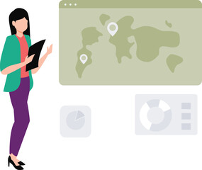 Girl is looking at location pin on browser.