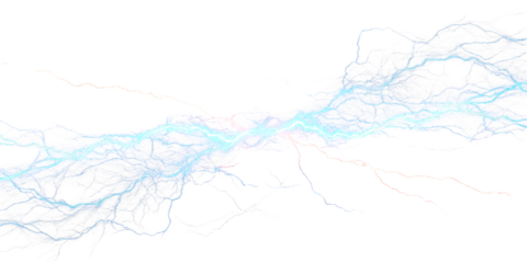 Blue and red electricity isolated on WHITE background. PNG AI GENERATED