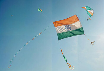 indian flag kites flying in the sky