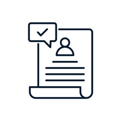 Fototapeta premium Document, check mark. Approved resume concept. Vector linear icon isolated on white background.