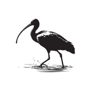 recommend clip art: Ibis  Bird Silhouette: Vector Art Celebrating the Grace and Beauty of this Elegant Bird- Ibis Bird Vector - Ibis Bird Illustration.