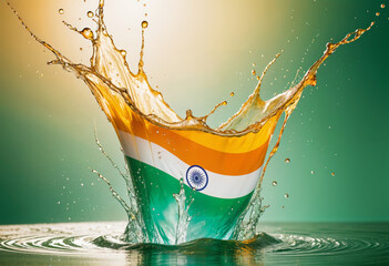india flag splash on water