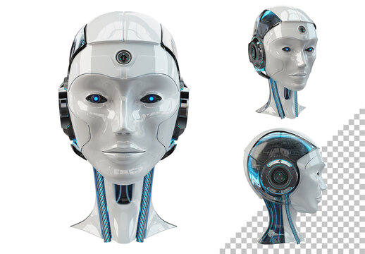 Isolated White Robot Head