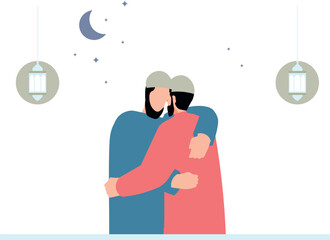 People are greeting each other on Eid.