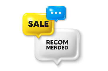 Discount speech bubble offer 3d icon. Recommended text tag. Best deal offer. Sale promotion element. Recommended tag discount offer. Speech bubble sale banner. Discount balloon. Vector
