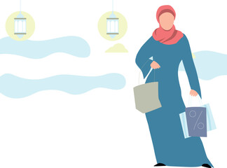 The girl is doing Eid shopping.