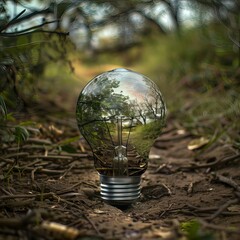 light bulb with tree
