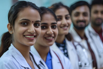 Fototapeta premium young indian doctors team standing together