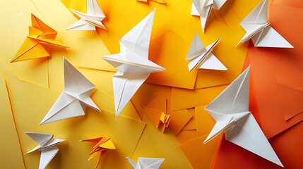 Origami Collection with Detailed Paper Shapes Against Contemporary Background