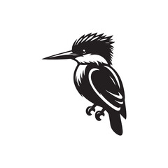 Kingfisher Silhouette Vector: Perfect for Nature-inspired Designs and Wildlife Enthusiasts - Kingfisher Illustration - Bird silhouette.