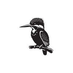 Kingfisher Silhouette Vector: Perfect for Nature-inspired Designs and Wildlife Enthusiasts - Kingfisher Illustration - Bird silhouette.
