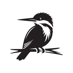 Kingfisher Silhouette Vector: Perfect for Nature-inspired Designs and Wildlife Enthusiasts - Kingfisher Illustration - Bird silhouette.