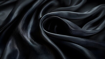 Black luxury fabric background with copy space. 