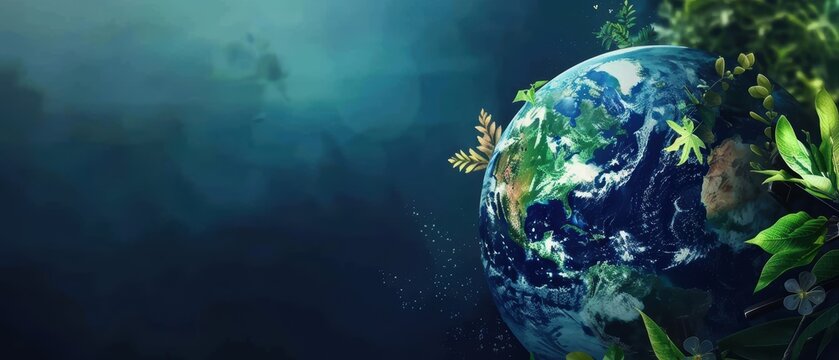 Earth Day concept with a globe and nature, celebrating environmental consciousness