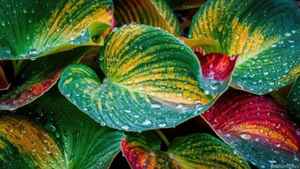 Crisp Fall Morning: Dewy Leaf Close-Up