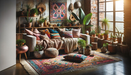 a living room filled with lots of furniture and plants