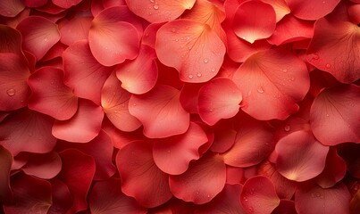 Dewy Red Petals Close-Up