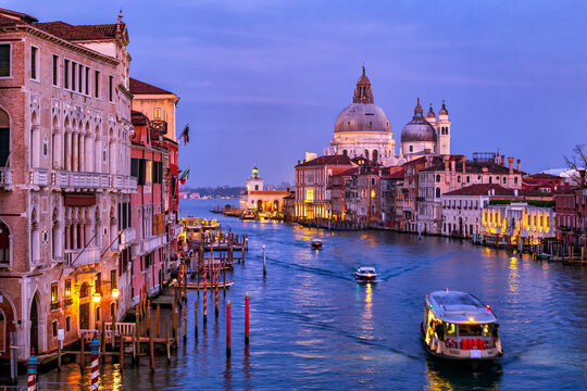 Italy, Veneto, Venice, Grand Canal at dusk