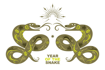 Chinese Happy New Year 2025. Year of the Snake. Symbol of New Year. 