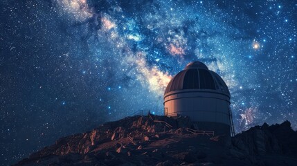 Obraz premium Astronomical Observatory on the top of the mountain. Mixed media