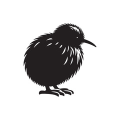 Sweet Kiwi Bird Silhouette Vector: Add a Touch of Nature's Wonder to Your Graphic Designs - Kiwi bird Illustration - Kiwi Bird Vector- Bird Vector.