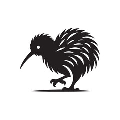 Sweet Kiwi Bird Silhouette Vector: Add a Touch of Nature's Wonder to Your Graphic Designs - Kiwi bird Illustration - Kiwi Bird Vector- Bird Vector.