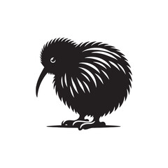 Sweet Kiwi Bird Silhouette Vector: Add a Touch of Nature's Wonder to Your Graphic Designs - Kiwi bird Illustration - Kiwi Bird Vector- Bird Vector.