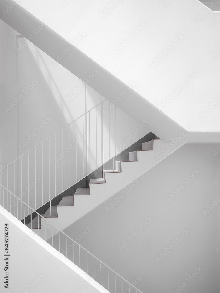 Poster white stairs shade shadow modern building architecture details