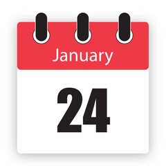 January 24 Calendar Reminder Icon Dairy Design Template Vector Illustration