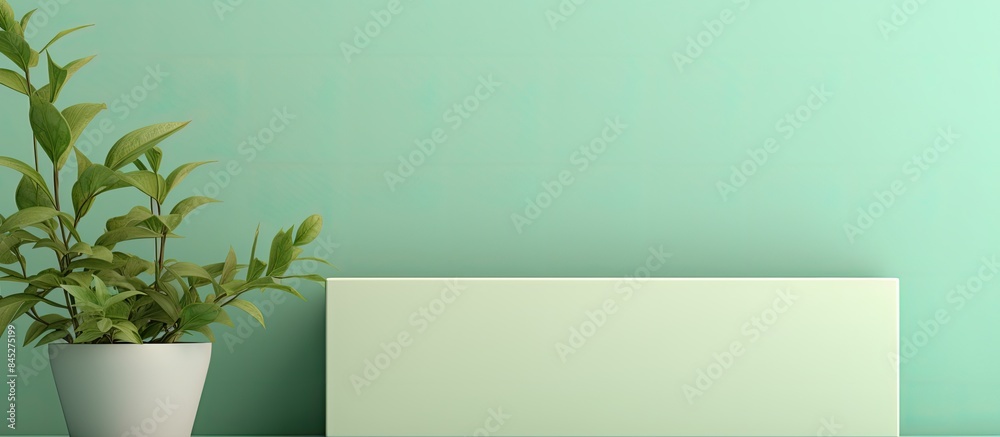 Poster Copy space image of a retro lightbox featuring the Color of the Year message complemented by a mint stem The lightbox is set against a stylish solid green background providing ample space for text