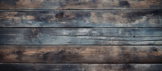 Fototapeta premium Aged wooden planks with time worn imperfections and a grungy appearance create a rustic backdrop for a blurred image with plenty of copy space