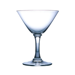 Empty champagne glass on white background