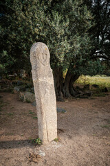 A prehistoric standing stone or Menhir at Filitosa in Corsica