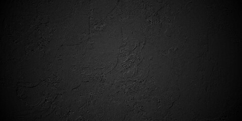 Dark Black background texture, old vintage charcoal black backdrop paper with watercolor. Abstract background with black wall surface, black stucco texture. Black gray satin dark texture.