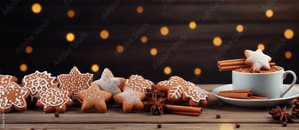 Aufkleber a festive plate of delicious gingerbread cookies set on a rustic wooden table is captured in a copy 