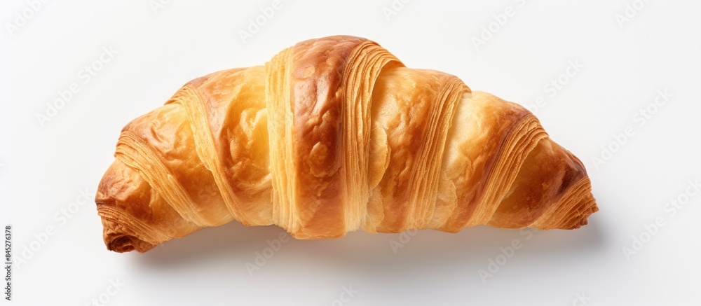 Poster close up top view of a traditional french pastry an appealing plain mini croissant baked to a golden